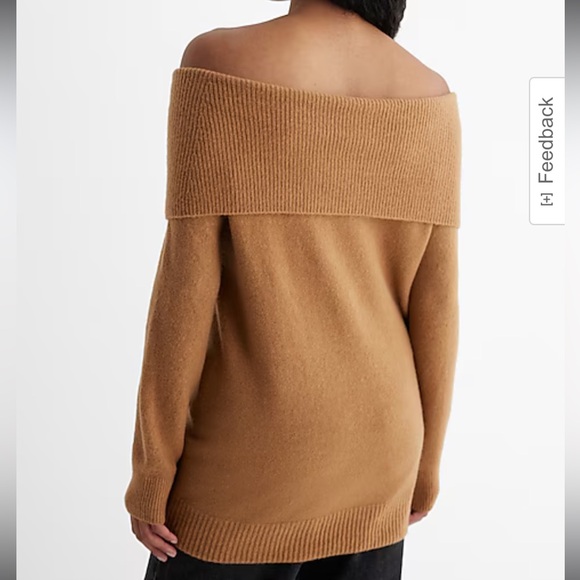 Express Novelty Button Off The Shoulder Oversized Sweater - Picture 2 of 4